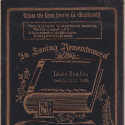 Greensboro Album 01, Photo 12 - Funeral card of Lizzie Rumble