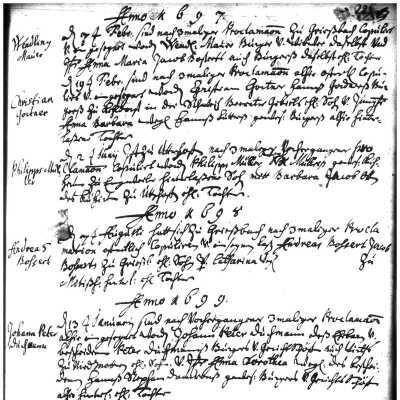 Marriage - Duchmann-Damron (1699)