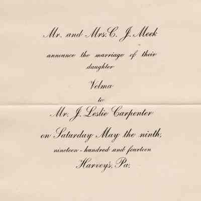 Carpenter-Meek wedding invitation
