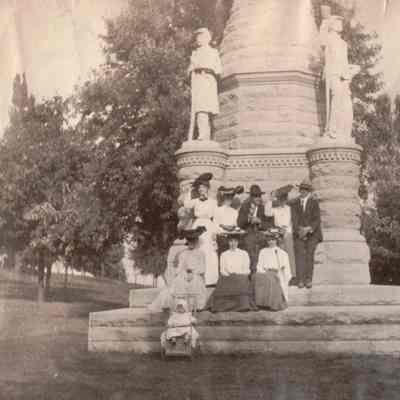 Waynesburg Album, Photo 36 - Group gathered by the Soldiers & Sailors Monument in Waynesburg, Greene County, Pennsylvania