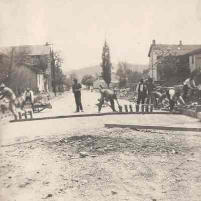 Waynesburg Album, Photo 11 - Bricks being laid on Richhill Street, Waynesburg, Greene County, Pennsylvania