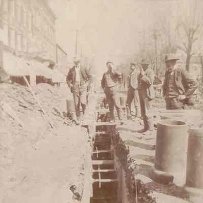 Waynesburg Album, Photo 10 - Sewer lines being laid along High Street, Waynesburg, Greene County, Pennsylvania