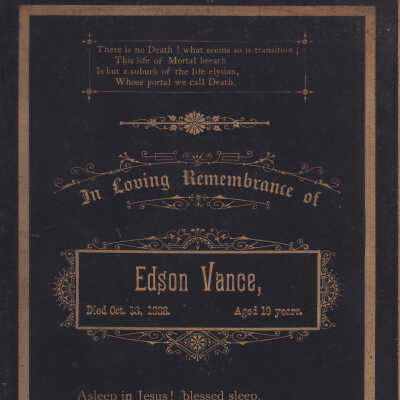 Greensboro Album 01, Photo 01 - Funeral Card of Edson Vance