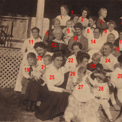 Gilmore Township women and children, 1916: See WEB LINKS to DOWNLOAD high-resolution image.