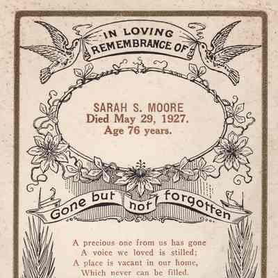Sarah (Scott) Moore Funeral Card