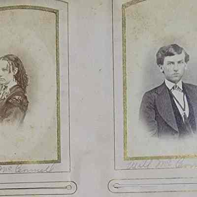 Original album page with inscriptions and younger image of William [Taken by eBay vendor before album was disassembled.]