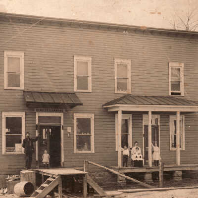 Headley and Ammons Store (left) and the Headlee home (right) in Brock, Wayne Township, Greene County, Pennsylvania