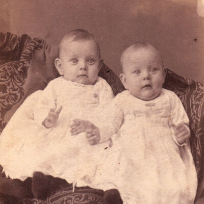Rice-Fordyce Album 02, Photo 01 - Twin sons of Charles W. Conner, born 14 March 1886