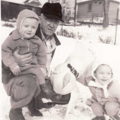 John Thomas Swart [1882-1951] with his grandchildren Wayne Carl Swart and Wilda Virginia "Ginny" Swart