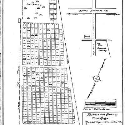 Jacksonville - Richhill Township - Greene County - Pennsylvania - WPA Cemetery Plat: See WEB LINKS to DOWNLOAD high-resolution image.