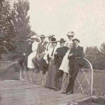 Waynesburg Album, Photo 43 - Group on bridge in West Park, Waynesburg, Greene County, Pennsylvania
