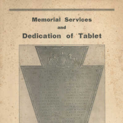 Memorial Services and Dedication of Tablet, Company K, 110th (10th Pa.) Infantry, Waynesburg, Pa., Sunday, May 30, 1920