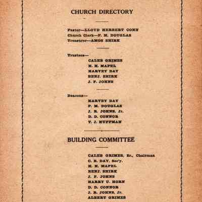 Bethlehem Baptist Church dedication program: See WEB LINKS to DOWNLOAD high-resolution image.