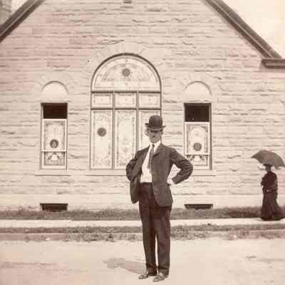 Waynesburg Album, Photo 45 - George David Jenkins [1868-1936] at the Christian Church on Morris Street, Waynesburg, Greene County, Pennsylvania.