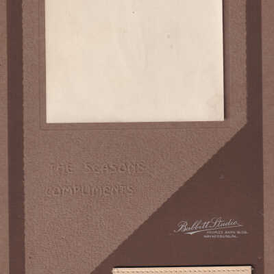 Laura (Elms) Morris on promotional calendar from Babbitt Studio