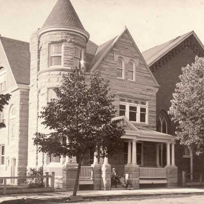 Dr. John T. Ullom family home and Cumberland Presbyterian Church on the corner of High and Richhill Streets