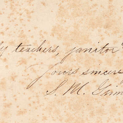 "My teachers, janitor & I. / Yours sincerely, / S. M. Grimes."