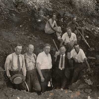 Frank Jones Album (Selected Photos) - Scene of William Franklin Horn's staged discovery of the "French lead plates"