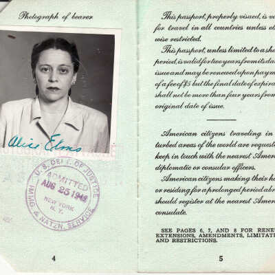 Passport of Alice Holland Elms