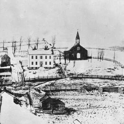 Looking north from High Street toward the Commons (later the parks) in Waynesburg