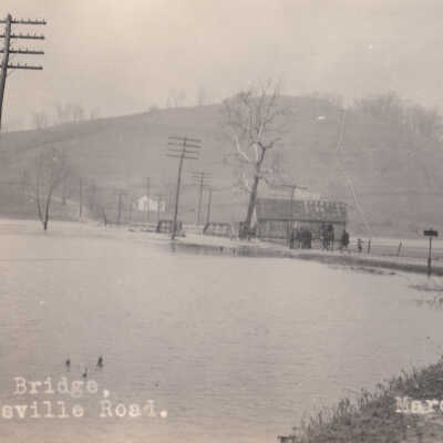 Ten Mile Creek flooded at Buchanan Bridge in West Waynesburg