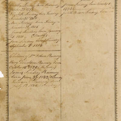 James Lindsay family bible records