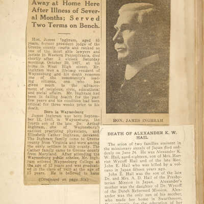 James Lindsey Family Bible, Obituaries