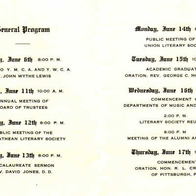 Graduation Announcement, Waynesburg College, Class of 1915