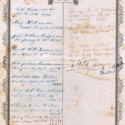 Seth & Mary (Hill) Goodwin family bible record
