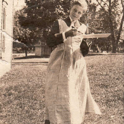 Hugh Smith Hoskinson wearing an apron