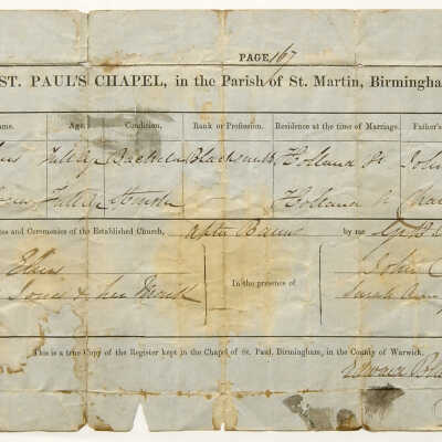 George and Sarah (Jones) Elms Marriage Certificate