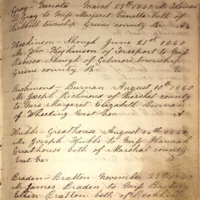 Rev. Luther Axtell Marriage Record Ledger - Page 17