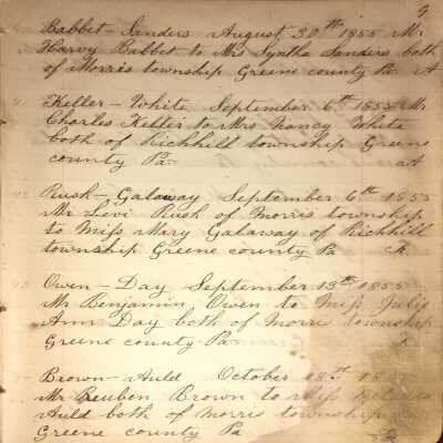 Rev. Luther Axtell Marriage Record Ledger - Page 9