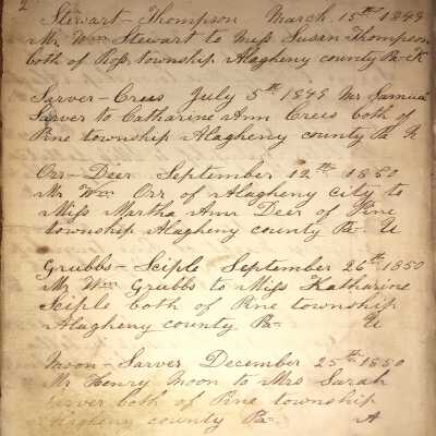 Rev. Luther Axtell Marriage Record Ledger - Page 2