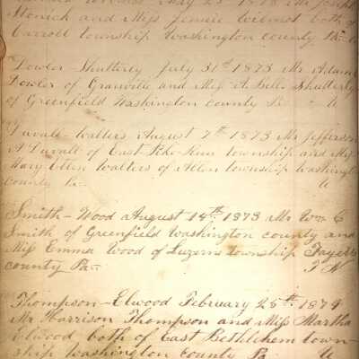 Rev. Luther Axtell Marriage Record Ledger - Page 30