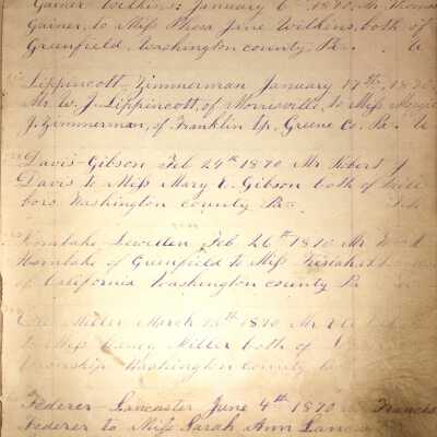 Rev. Luther Axtell Marriage Record Ledger - Page 25