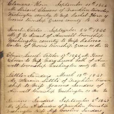 Rev. Luther Axtell Marriage Record Ledger - Page 22