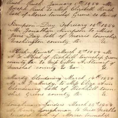 Rev. Luther Axtell Marriage Record Ledger - Page 6