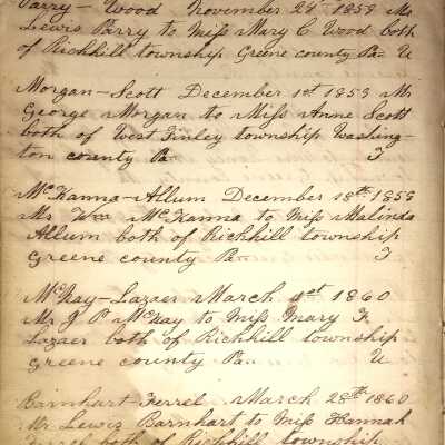 Rev. Luther Axtell Marriage Record Ledger - Page 16