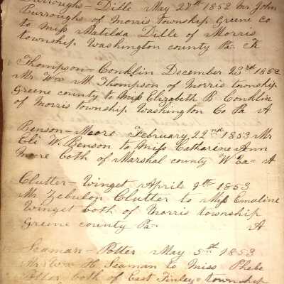 Rev. Luther Axtell Marriage Record Ledger - Page 4
