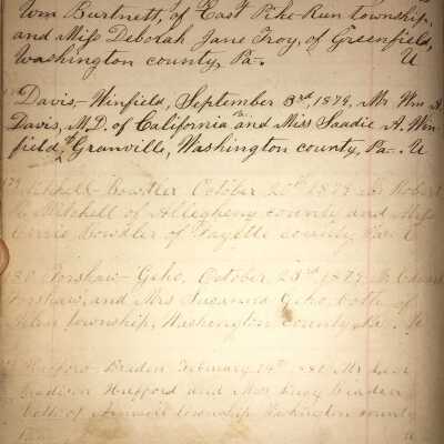 Rev. Luther Axtell Marriage Record Ledger - Page 36