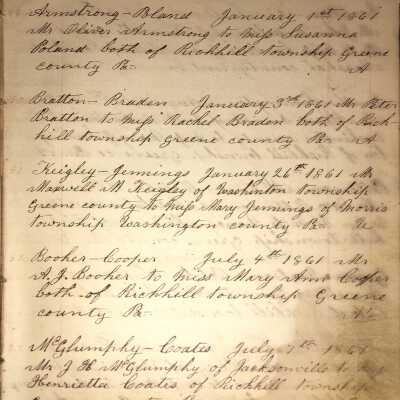 Rev. Luther Axtell Marriage Record Ledger - Page 19