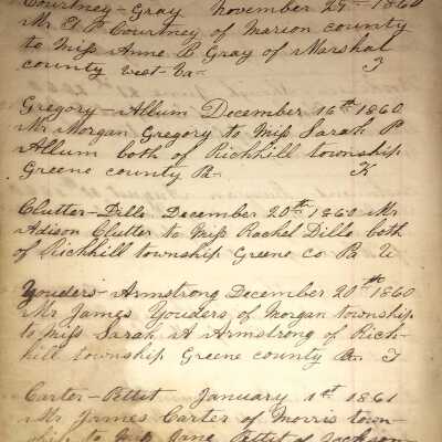 Rev. Luther Axtell Marriage Record Ledger - Page 18