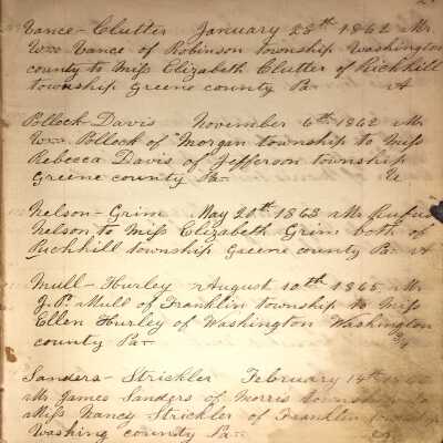 Rev. Luther Axtell Marriage Record Ledger - Page 21