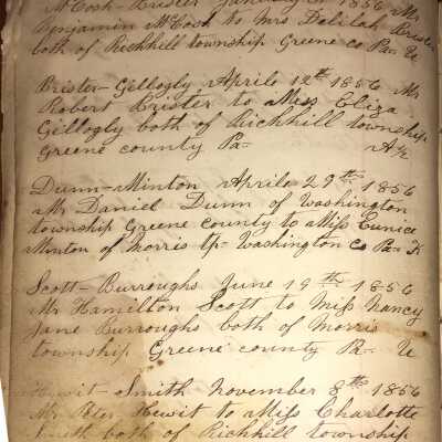 Rev. Luther Axtell Marriage Record Ledger - Page 10