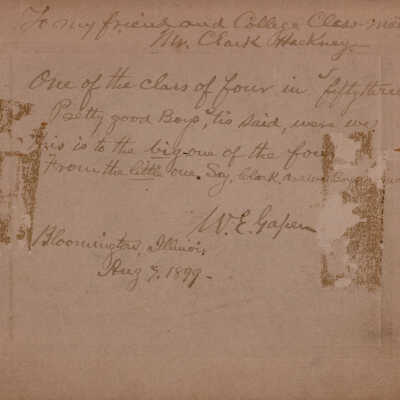 Inscription on reverse of William Eli Gapen photograph