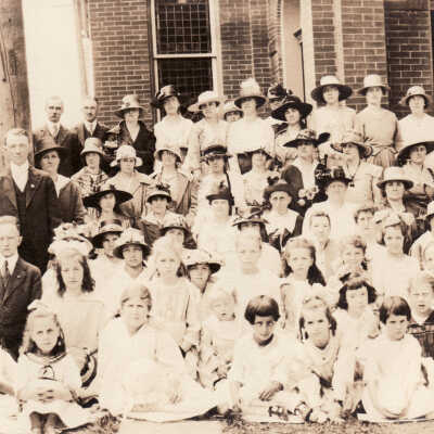 Methodist Protestant Church congregation in front of their church on Washington Street in Waynesburg
