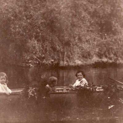 Jacobs and Brooks children in canoe on Ten Mile Creek