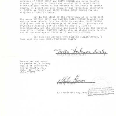 Affidavit of Nella (Hoskinson) Baily, Page 2: Origformat: Print-Photographic
