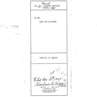 Petition to Vacate East End Cemetery - 01